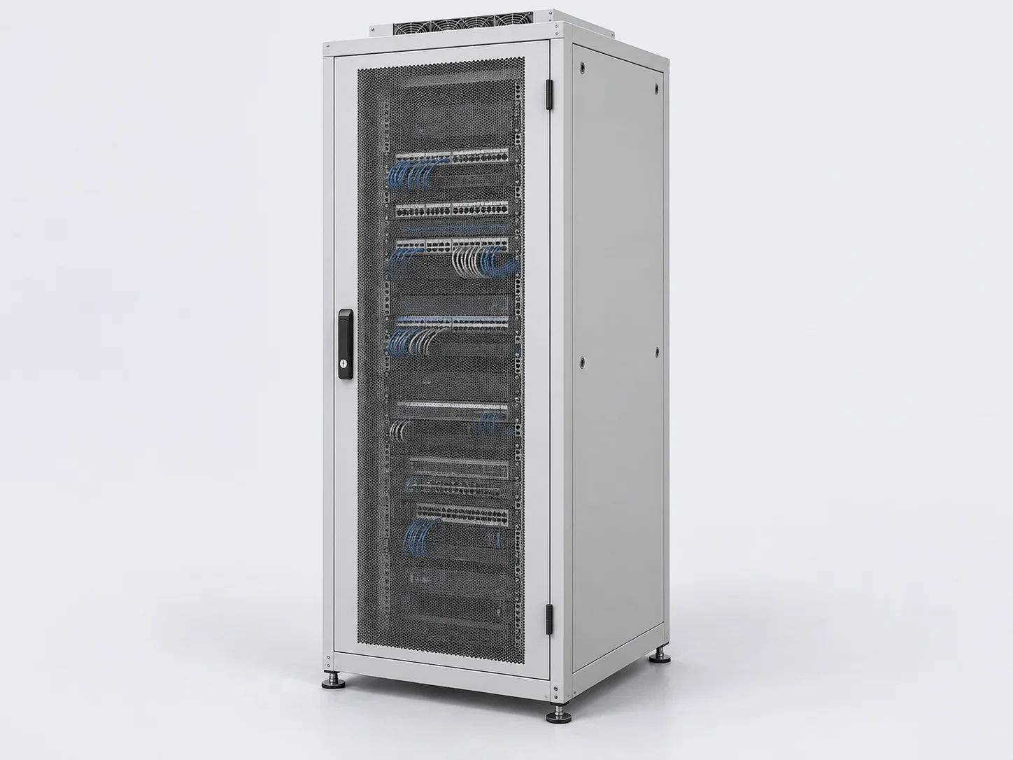 19 inç rack kabinet, delikli ön kapak